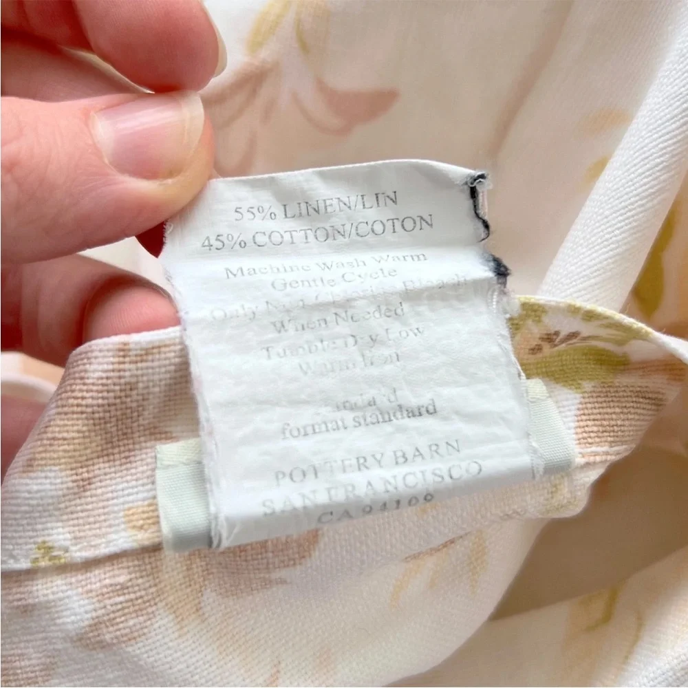 Pottery Barn Hayden Floral Linen Blend FULL/QUEEN Duvet Neutral & 2 Std. Shams